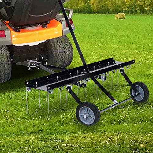 Homgoday Åkgräsklipparens Vertikalskärare - Effektiv Mossrensning & Gräsmattluftning - Svart Stål - 100 cm Arbetsbredd