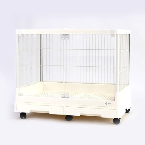 Kaninchenkäfig für 2 Kaninchen Freigehege für Kaninchen Draußen mit Ausziehbaren Tabletts, Leicht zu Reinigender Kaninchenkäfig for Den Innenbereich Metall(White)