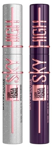 Maybelline New York Sky High Lash Sensational Mascara Space Diamond mit flexibler Bürste und Glanzeffekt + Cherry Sky sorgt für Volumen und verlängert die Wimpern, Violett, 2 Stück