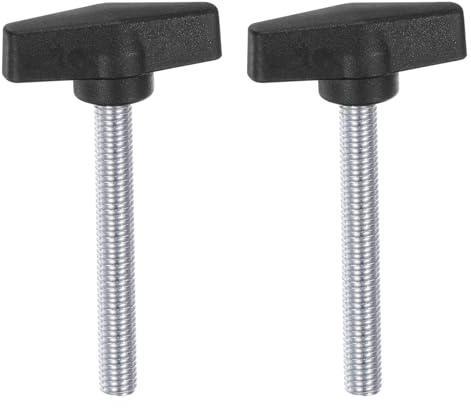QUARKZMAN 2 Stück Rändelschrauben mit T Flügelknöpfe M10 x 60mm Kunststoff T-Kopf Kohlenstoffstahl 55mm Gewindebolzen Klemmschraube Flügelschraube Haltegriffe Klemmknopf für Maschine