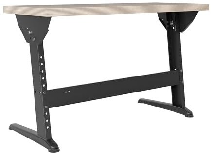 KESSLER PRO Banco di lavoro - Altezza e inclinazione regolabili - 1200 x 490 x 760-800 mm - Piano in compensato grezzo da 40 mm - Struttura: nero