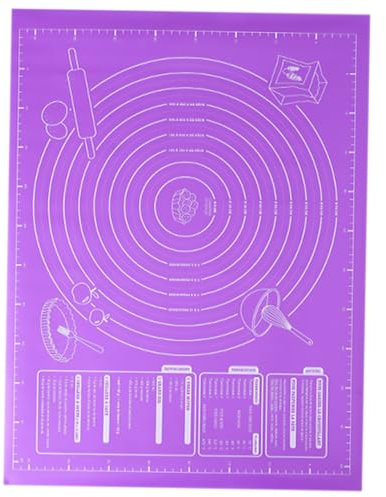 HOLIDYOYO Silicone Baking Mat and Rolling Pastry Dough Mat Purple 60x46cm Thickened Nonstick for Home Bakery Baking Supplies