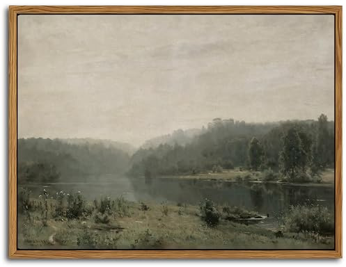 Floating Framed Canvas Wall Art, Vintage Wild Field Oil Painting Pictures Prints, Modern Farmhouse Natural landscape Wall Decor for Living Room Bedroom Dining Room Office Decor 8x10 inch