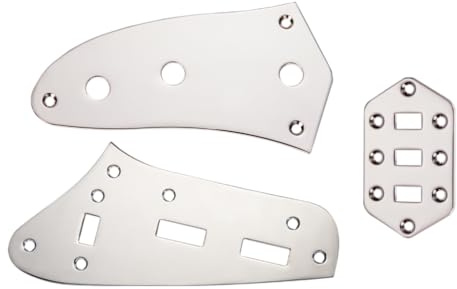 Dopro Gitarren-Steuerplatten-Kit obere Steuerplatte untere Steuerplatte und Tonabnehmer-Auswahlschalter-Platte für Jaguar Gitarren verchromt