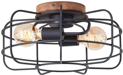 A.S. Création Deckenleuchte in Braun Schwarz aus Holz - Vintage Lampe DD128765 - Innenleuchte - 40cm (B) x 20cm (H)