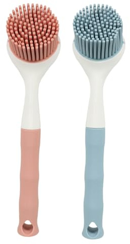 WRITWAA 2pcs Silicone Dish Brush Pot Scrubber Brush with Long Comfortable Tpr Handle Nonstick Safe Dish Scrubber for Kitchen Sink Cleaning