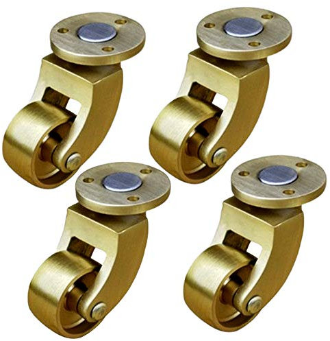 Schwere Massive Messingrolle im Vintage-Design mit 25 mm Rädern – poliertes Messing – antike Vintage-Möbelrolle,Tragkraft 150 kg,mit Schrauben,4er-Set