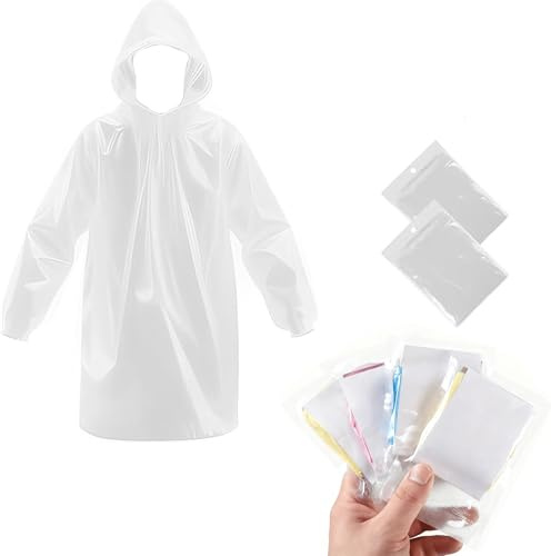 BAIYSFFG 6 Packs Poncho Waterproof Adult,Waterproof Ponchos with Sleeves and Drawstring Hood,Portable Thickened Rain Poncho Ideal for Festivals,Hiking,Camping,Outdoors,Theme Parks (Random Color)