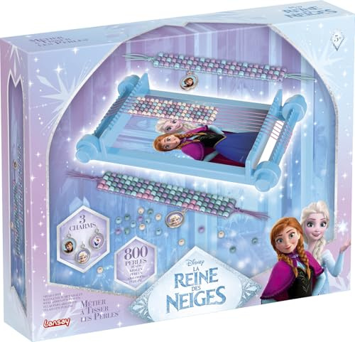 Lansay - DISNEY FROZEN TELAIO PER BRACCIALETTI - Kit Tessitura Gioielli per Bambini dai 5 Anni - Crea Bracciali di Anna ed Elsa con Perline e Charms - Attività Manuale Creativa Idea Regalo DIY