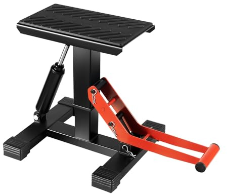 Puente elevador para moto hidráulica 400 kg, altura 33 – 40 cm, base 30 x 31 cm, antideslizante, bloqueo de seguridad hidráulica, adecuado para el mantenimiento del garaje