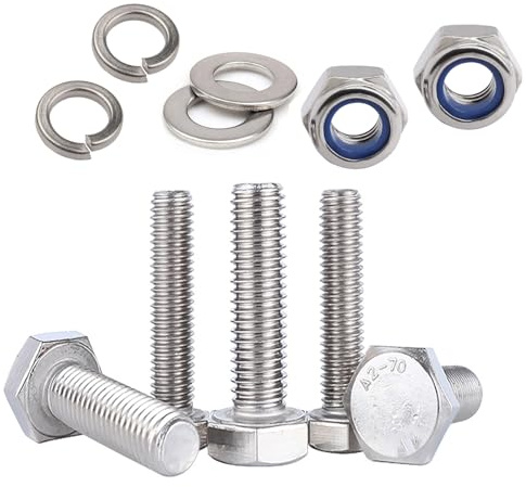 JDMAKJ 30 Stück M6x30 Edelstahl Sechskantschrauben mit Selbstsichernde Muttern und Unterlegscheiben Federring Sechskant Schrauben Maschinenschrauben Gewindeschrauben DIN 933 (M6 X 30mm)