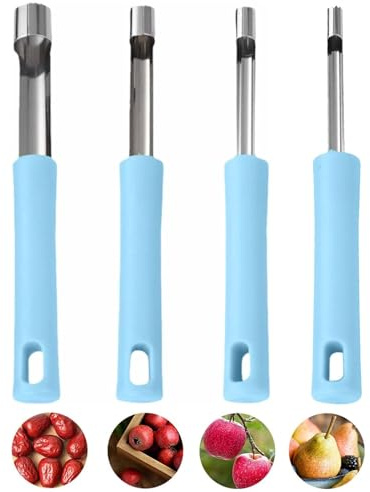 4 Pieces Fruit Corer Remover, Apple Corer, Stainless Steel Apple Pear Seed Remover Tool, Portable Blue Design, for Kitchen House Tool