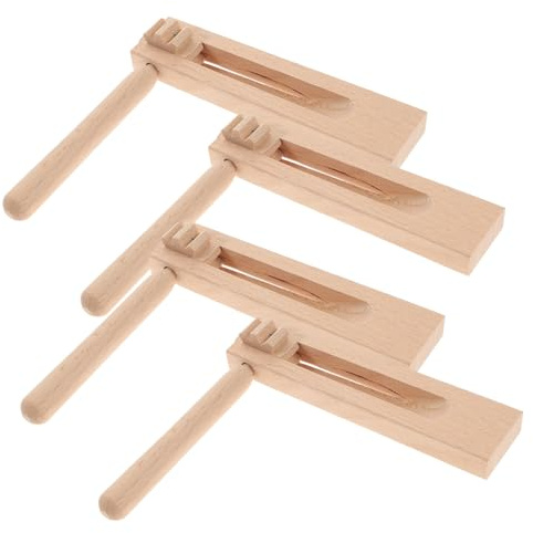 SOIMISS 4 Piezas Carracas de Madera Giratorias para Instrumento Musical Infantil para Estimulación Temprana Juguete de Percusión Seguro y Fácil de Usar