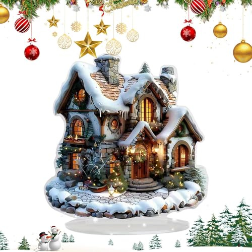 Generisch Tisch Acryl Dekoration | Weihnachten Acryl Weihnachtsmann Schlitten 2D Statue - Winterliche Feiertage Künstlerisches Zentrumstück Mit Ständer - Für Jugendliche Erwachsene Freunde Kinder Und