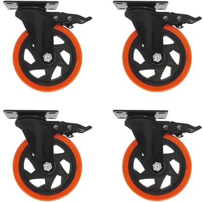 Lot de 4 roulettes pivotantes à 360° pour charges lourdes avec freins - 125 mm - Roulettes industrielles universelles - Capacité de charge d'une seule roulette pivotante - Pour remorques, établis et