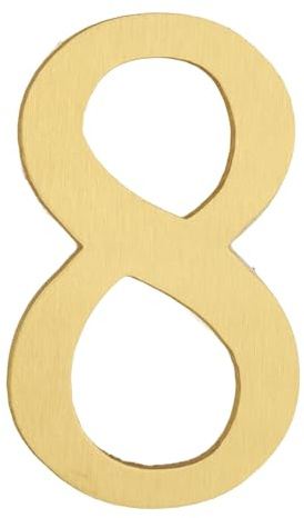 sourcing map Numeri civici per esterni, 7 cm, autoadesivi in ottone, per decorare caselle delle lettere per appartamento, ufficio, camera d'albergo, cartelli per porte (numero 8)