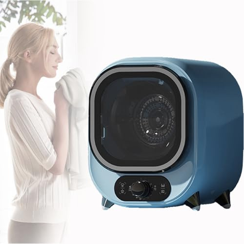 Hiedmeil Small Vented Tumble Dryer, Portable Condenser Tumble Dryer, 0.8kg Capacity, for Counter Top or Wall Mounted Use, Compact, Mini Spin Dryer,Brown (Blue)