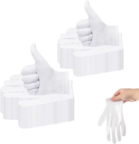 Gants blancs en coton pour les mains sèches, respirants, hydratants, gants en coton blanc pour femme pour l'hydratation cosmétique et l'inspection des bijoux (24 paires), taille XL