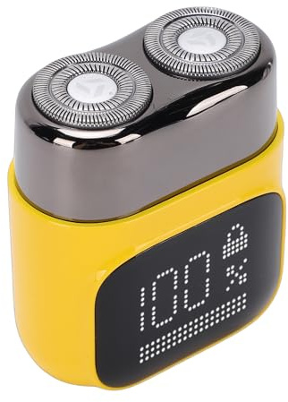 ZAICOLER Cortabarbas Eléctrico Pantalla LCD Totalmente Lavable Corte más Suave y Preciso Herramienta de Afeitado Portátil con 400mah Aleación Resistente para Uso en Casa y Viajes (YELLOW)