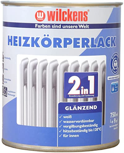 Wilckens 2-in-1 Heizkörperlack weiss inkl. Pinsel von E-Com24 zum Auftragen (2 in 1 750 ml)