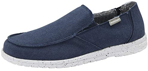 DUNLOP Mens Soft Padded Casual Comfy Canvas Slip On Lightweight Outdoor Shoes (Navy Blue, Numeric_12)