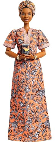 Barbie GXF46 - Inspiring Women Maya Angelou Puppe (ca. 30 cm) mit Kleid, Puppenständer und Echtheitszertifikat, Geschenk für Kinder und Sammler, Spielzeug ab 6 Jahren