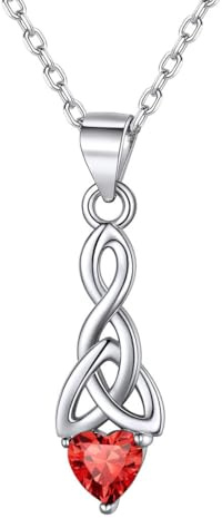 ChicSilver Sterling Silver Necklace for Women 925 Silver Celtic Jewellery Sparkly July Ruby Birthstone Charm Necklaces for Mother Grandma
