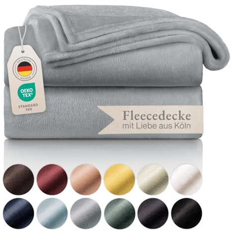 Blumtal Couverture Polaire 220 x 240 - Plaid Gris Certifié Oeko-TEX®, Plaid pour Canapé, Plaid Cocooning - Couverture Polaire Epaisse, Moelleuse, Douce Et Chaude - Haute Qualité