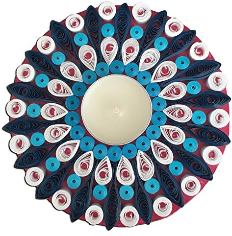 Flawn't Paper Quilling Tealight Holder Set of 5 (Blue-White)