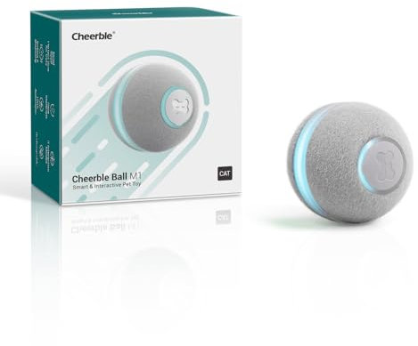 Cheerble Interaktives Katzenspielzeug, Intelligenter Katzenball mit 3 Interaktionsmodi, Katzenspielzeug Ball Elektrisch mit LED-Leuchten, Automatisches, Katzen Spielball für Katze,Grau