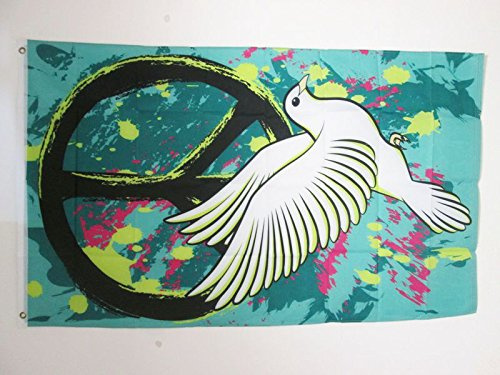 AZ FLAG Bandiera Peace and Love graffiti 90x60 cm 2 Occhielli | Uso interno ed esterno bandiera decorativa della pace doppie cuciture e bordi rinforzati con occhielli metallici