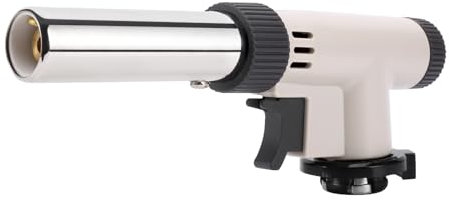 JDHON Soplete de Cocina, Recargable Antorcha de Cocina Butano con Llama ajustable para BBQ, Postres, Cocinando, Cámping, Soldadura(No Incluido Butano)-Blanco
