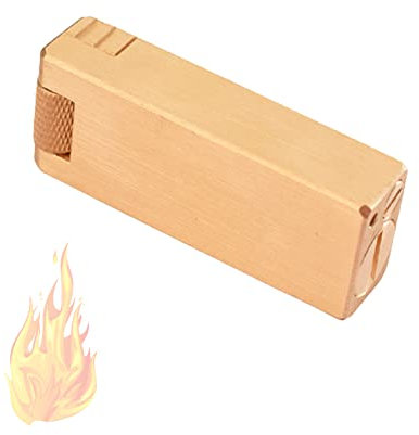 Briquet Au Kérosène Barre d'or Meule en Métal Feu Ouvert Briquet Rétro Vintage Broyeur Cuivre Corps Briquet Cadeau pour Hommes Accessoires de Fumer