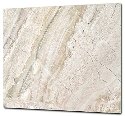 ORIGINALE tagliere in VETRO temperato – Copri-piano cottura a induzione –Tagliere pezzo UNICO (60x52 cm) o DUE pezzi (30x52 cm ognuno); D22 Marmi 2 Serie