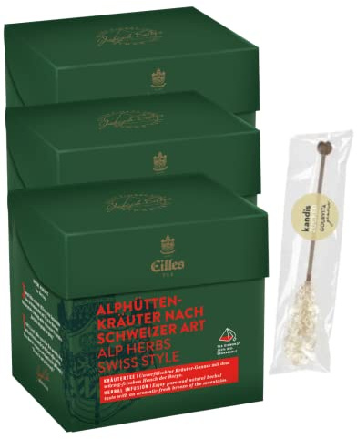 3er-Set TEA DIAMONDS Alphüttenkräuter nach Schweizer Art von Eilles mit Gourvita Moments Kandisstick