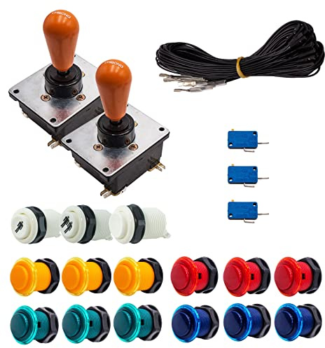 Kit Joysticks et boutons Arcade 2 Joueurs Lumineux Boutons Génériques Joysticks Coréens Câble Gpio Jeux Vidéo Retro Gaming