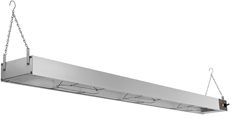 Kratos Commercial Electric Strip Warmer | 60 Long Overhead Hanging Food Warmer for Restaurants | Hardwired Design | 120V, 500 Watts | Toggle Control | Hanging Chains Included | NSF (28W-209)