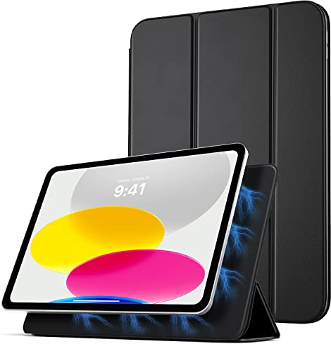 TiMOVO Funda para iPad A16 11ª Generación 11 Pulgadas 2025, iPad 10ª Generación 2022 10,9, Carcasa Delgada Magnético Fuerte Adsorción, Cubierta con Soporte Trifold, Auto Estela/Sueño, Negro