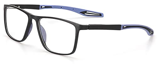 BAFAFA Fotokromatiskt läsglas unisex, ultralätta TR-solglasögon/UV400, anti-blå sport utomhus asfärisk hartslins (färg: svart + blå, storlek: +0,5)