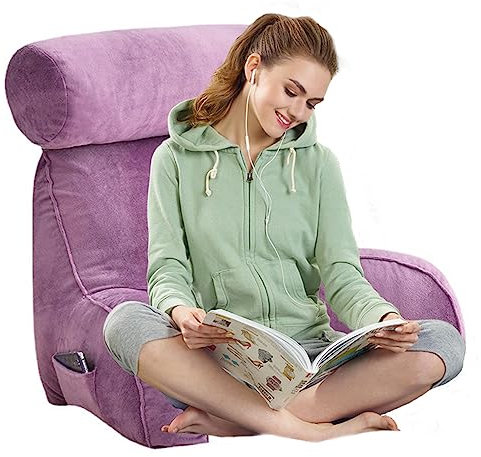 AMZZHAO Lesekissen Lendenkissen Bettkissen für Sofa Bett und Teppich,Keilkissen Sofakissen mit Nackenkissen,mit Armlehnen,Geeignet Zum Lesen,Entspannen,Fernsehen,Spielen