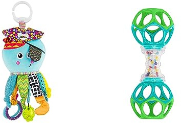 Lamaze Captain Calamari, Clip on Pram and Pushchair Newborn Baby Sensory Toy & Bright Starts, Oball, Greifling Ball Rassel Spielzeug für unterwegs