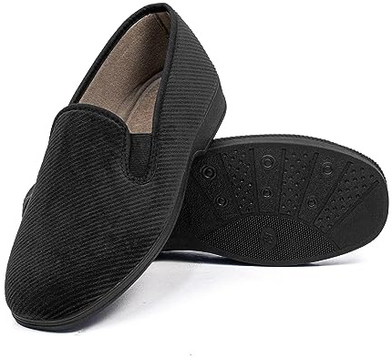 COZSERIES Zapatillas de Casa Hombre Invierno | Mocasines de Paño con Forro de Felpa Caliente | Pantuflas Térmicas Ortopédicas | Suela de Caucho Antideslizante Silenciosa | Hecho en España | Negro