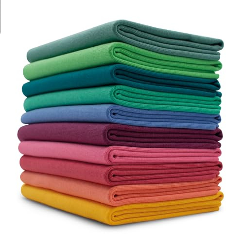 VmG-Store 10x 0,25m Bündchenstoff Set Schlauchware 95% Baumwolle, 5% Elasthan Auswahl Jersey (Summer, 10er Set)