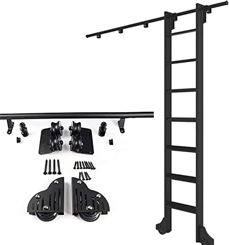 Rolling Ladder Hardware-Kit, 3,3ft-20ft Mobile Sliding Library Leiter Tracks Hardware für Heim/Loft, Schiebetür-Hardware (Keine Leiter)