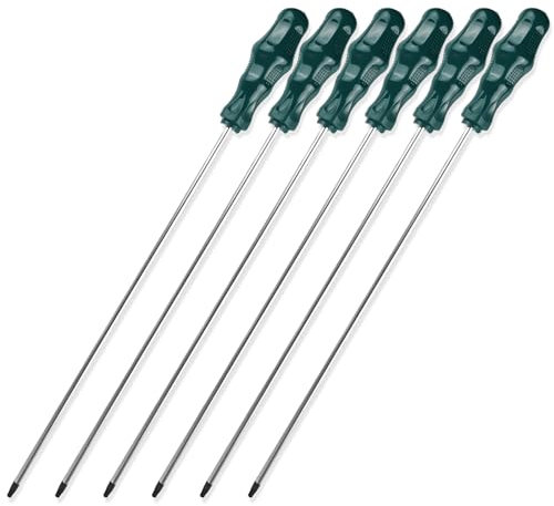 TOATELU Set 6 Cacciaviti Lunghi Torx Magnetici: Lama 400 mm, Manico in Plastica (T15, T20, T25, T27, T30, T40)