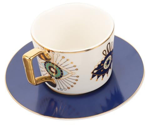Cabilock Set Di Tazze Oculari Uniche Tazza E Piattino in Ceramica in Stile Vintage Per Il Caffè