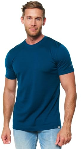 100% Merino T-Shirt Herren Kurzarm - Sport Shirt Männer Wolle, Merino Unterwäsche Herren (X-Large, Deep Teal)