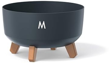 MELTOM Blumentopf Schale mit Füßen Einsatz Blumenschale Kräutertopf Übertopf (Anthrazit, M- 28.5cm)