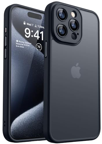 CANSHN Upgrade für iPhone 15 Pro Max Hülle mit Kameraschutz (TOP Militärschutz) Minimalistische Transluzente Matte Schutzhülle Extrem Haltbarkeit Hülle iPhone 15 Pro Max Case Stoßfest, Schwarz