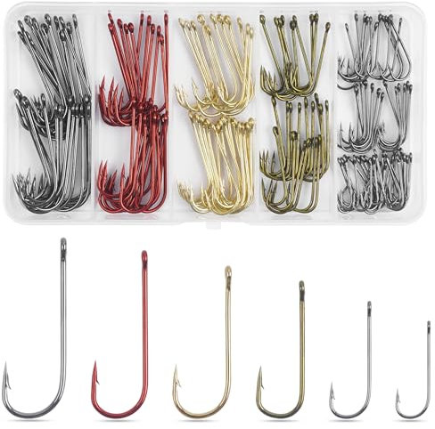 150stk Aberdeen Angelhaken Set Classic Aberdeen Haken Lange Schaft Haken Leichter Draht Angelhaken AngelKöder Haken Süßwasser Angelzubehör für Forellen Barsch Hecht Lachs Zander